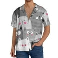 thumbnail image 7 of Lsque Cats Group print Men's Cuban Collar Short Sleeve Shirt Summer Beachwear Casual Button Down Fashionable Vacation Leisure Shirt-4X-Large, 7 of 7