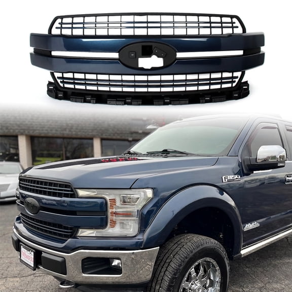 Lariat Style Blue Jeans Metallic Front Bumper Grille Assembly For Ford F-150 F150 2018-2020