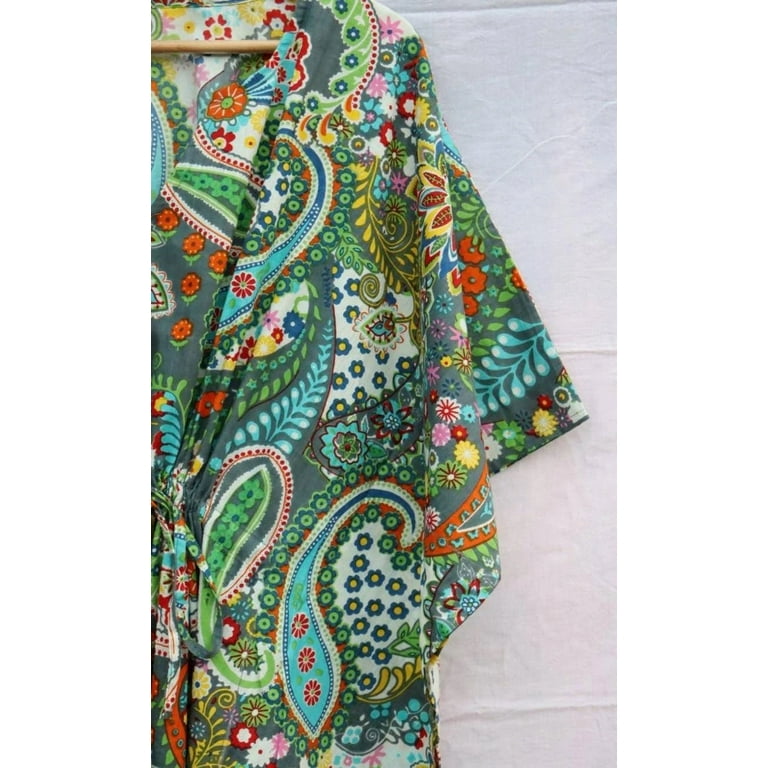 Printed 2024 kaftan women kaftan boho kimono sleeves long maxi party wear beach dress