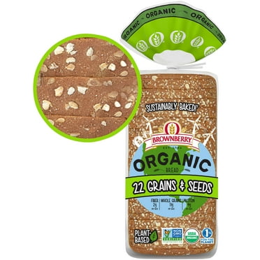 Brownberry Organic 22 Whole Grains & Seeds Bread, 20 oz, Thin Sliced Multigrain Bread, Bag