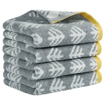 Unique Bargains Cute Pattern Cotton Hand Towel Set for Kitchen Bathroom Dark Grey 4-Piece