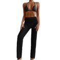 thumbnail image 1 of Conjunto de bikini para mujer Halter Traje de baño de 3 piezas Malla con pantalones para cubrir (Negro L) FLhrweasw Para estrenar, 1 of 7