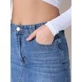 thumbnail image 5 of INSPIRE CHIC Womens Denim High Waisted A-Line Fishtail Long Jean Skirt L Blue, 5 of 6