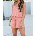 thumbnail image 4 of Women's Pink Spaghetti Straps V Neck Crisscross Back Romper, 4 of 6
