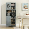 thumbnail image 4 of Costway Tall Bathroom Cabinet Large Floor Storage Cabinet with Acrylic Doors & 3 Cube Gray, 4 of 10