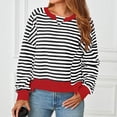 thumbnail image 4 of Htigea Oversized Sweatshirts for Women Striped Color Block Long Sleeve Pullover Casual Loose Fit Y2K Sweatshirt Black M, 4 of 8