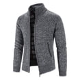 thumbnail image 3 of Suéter de manga larga tipo cárdigan con cuello alto de color sólido para jóvenes de otoño e invierno de terciopelo para hombres, 3 of 6