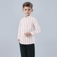 thumbnail image 5 of Oxford Dress Shirts for Boys Striped Long Sleeve Collared Button Up Shirt with Chest Pocket School Uniform (2-3 Years, Pink), 5 of 7