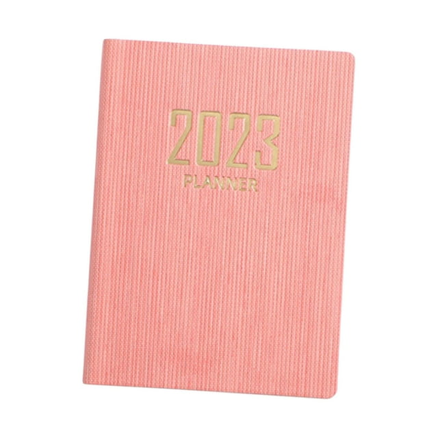 Cuaderno 2023, cuaderno de planificación A7, calendario de , cubierta de cuero PU de doble cara, diarios, cuaderno de notas para , Rosado Macarena Planificador de cuaderno