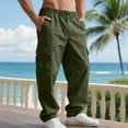 thumbnail image 3 of Yaoyar Utility Casual Pants for Men, Solid Color Elastic Waist Trousers with Drawstring and Multiple Pockets, Durable Daily Bottoms, 3 of 8