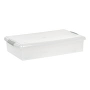 IRIS USA 40 Qt. (10 gal.) Plastic Under Bed Sliding Storage Box with Latches, Clear/Gray