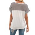 thumbnail image 2 of Camiseta de mujer Verano Cuello en V Rayas Manga corta Casual Top suelto, Blanco, M sidaley AP001320-06, 2 of 7