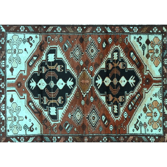 Ahgly Company Indoor Rectangle Persian Light Blue Traditional Area Rugs, 5' x 7'