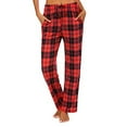 thumbnail image 2 of qolati Plaid Pajamas Trousers for Women Classic Fit Drawstring High Waisted Lounge Pants Casual Sleepwear Pjs Wide Leg Pants, 2 of 7