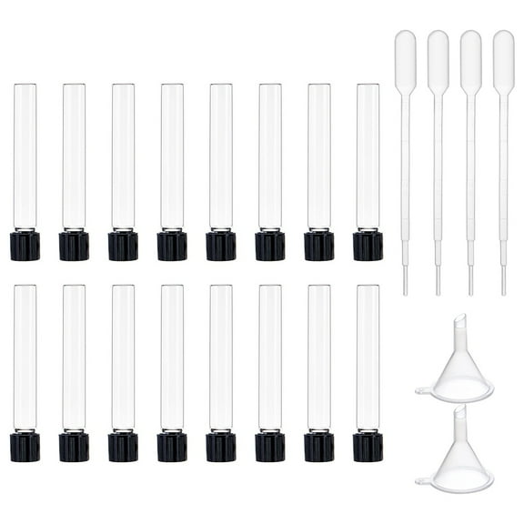 Glass Tube with Plastic Screw Cover Column with Flat Bottom Lab Supplies Clear 22pcs/box