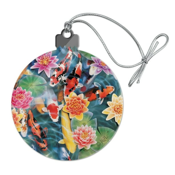Koi Pond Fish Garden Pattern Acrylic Christmas Tree Holiday Ornament