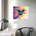 thumbnail image 3 of ONETECH Canvas Wall Art for Living Room Colorful Birds Canvas Art Prints Hummingbird Abstract Paintings Canvas Art Modern Artwork Wall Hanging Wooden Framed Decorations 20x16in, 3 of 4