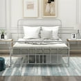 thumbnail image 2 of Full Size Metal Platform Bed with Headboard and Footboard, Iron Bed Frame for Bedroom, No Box Spring Needed ,Silver, 2 of 7