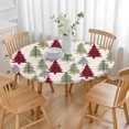 thumbnail image 3 of Multicolor Christmas Tree Pattern Round Fitted Tablecloth with Elastic Edge,Dining Table Cover Waterproof,Outdoor Round Tablecloth for Camping,Dining,Indoor and Outdoor, 3 of 7