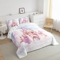 thumbnail image 4 of Erosebridal Princess Castle Bedding Twin Comforter Set, Light Pink Down Comforter, Cartoon Cloud Star Decor, Reversible 2-Piece, 4 of 8