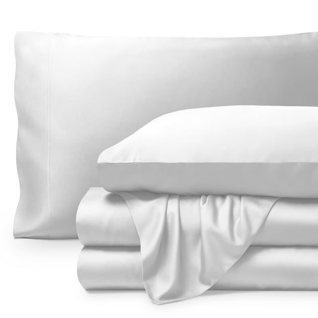 Bare Home Bamboo Sheet Set - Made from Rayon Fibers - Deep Pockets - 4 Piece - King, White