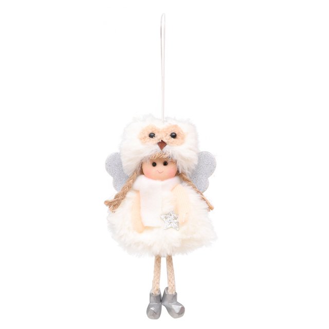 Naiovety Árbol de Navidad Ángel muñeca hogar interesante diseño de escena DIY colgante de Navidad suministros para fiestas adornos colgantes Kits de decoración para fiestas Blanco
