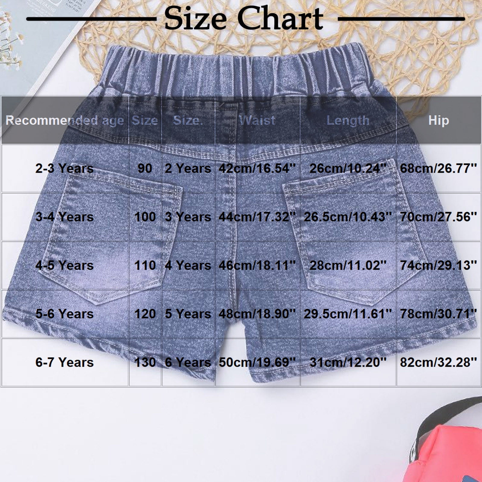 Toddler Girls Denim Shorts with Pockets, Casual Summer Stretch Beach Jean Shorts Blue Size 3 T