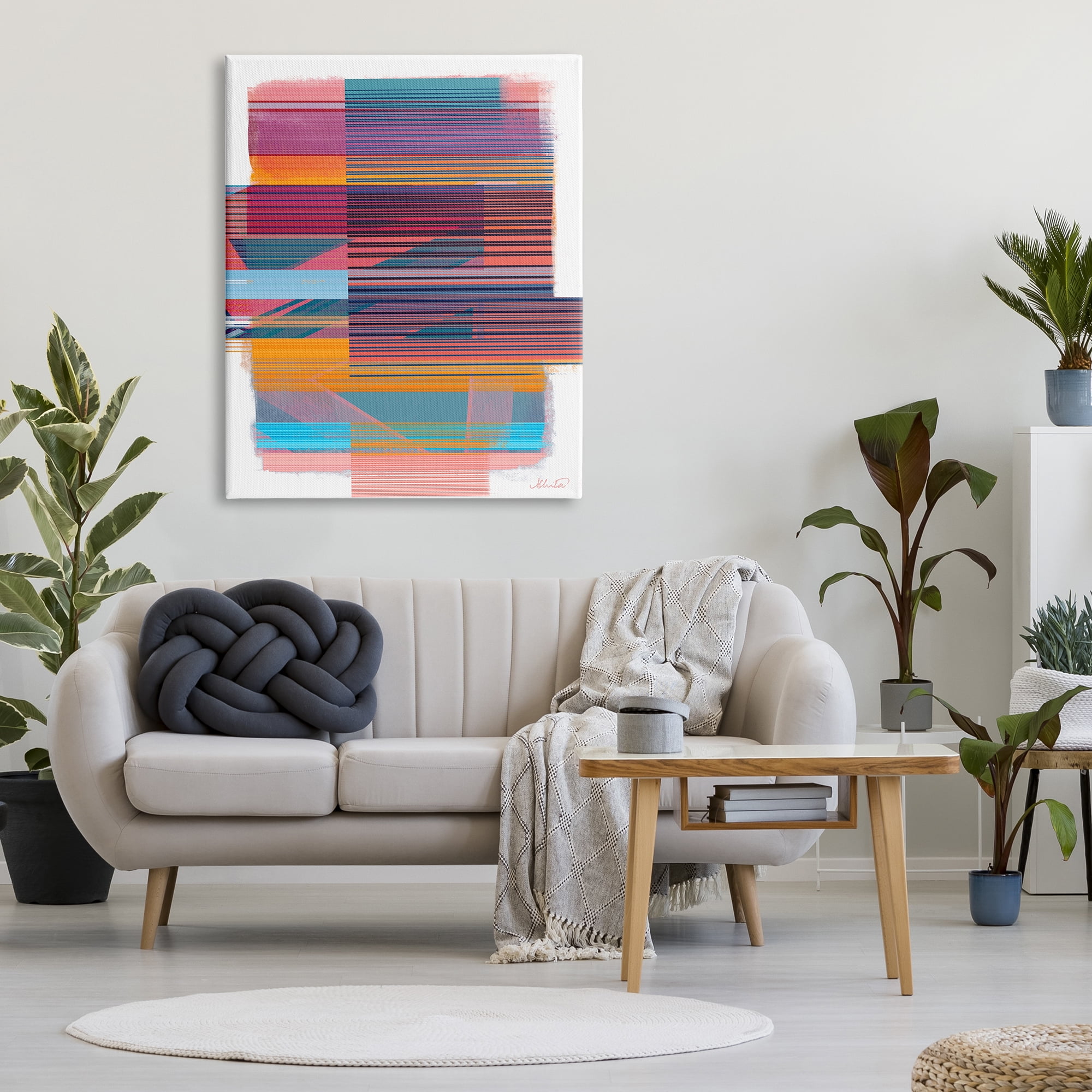 Stupell Industries Contemporary Lines Abstract Abstract Painting Gallery Wrapped Canvas Art Print Wall Art, 36 x 48