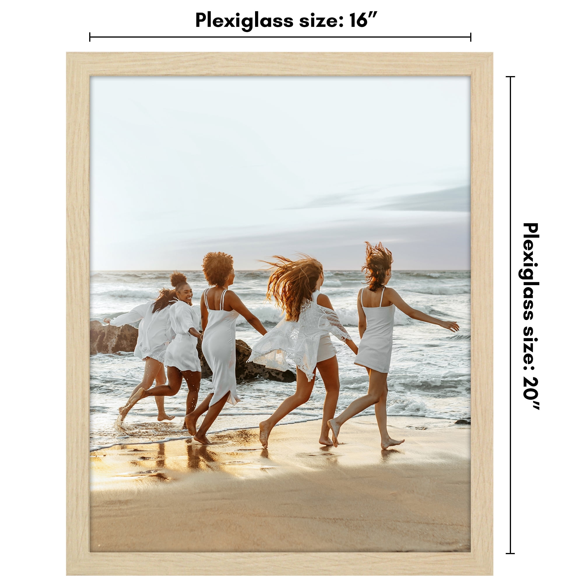 Americanflat 16x20 Picture Frame with Polished Plexiglass Wide Frames Made Vertical Horizontal - Natural Oak
