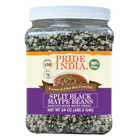 Pride Of India - Indian Split Black Gram Matpe Beans - Protein & Fiber Rich Urad Dal, 1.5 Pound Jar