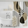 thumbnail image 2 of Polyester Fabric Brown Boho Geometric Shower Curtain, Country Retro Abstract Lines Leaves Waterproof Bathtub Curtain Bathroom Decor Set with Hooks 60 x 72 Inches, 2 of 6