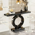 thumbnail image 4 of Tribesigns 43-Inch Mirrored Console Table, Modern Black Entryway Table with O-Shaped Base, Glass Sofa Table with Mirror Finish for Living Room Hallway Entrance, 4 of 5