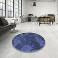 thumbnail image 4 of Ahgly Company Machine Washable Indoor Round Transitional Blue Area Rugs, 5' Round, 4 of 7