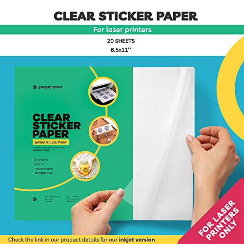 20 Sheets) Clear Sticker Paper for Inkjet Printer Transparent 8.5