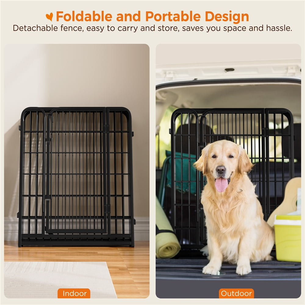 Yaheetech 31.5" H 16-Panel Portable Steel Dog Playpen with 2 Doors, Black