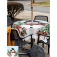 thumbnail image 4 of Outdoor Tablecloth with Umbrella Hole and Zipper, Blue Christmas Square Table Cloth 60x60 Inch Waterproof Tablecloth, Xmas Trees Snowman Snowflake Birds Watercolor Picnic Table Cover for Patio, 4 of 7