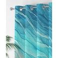 thumbnail image 2 of Abstract Turquoise Thermal Insulated Blackout Curtains for Bedroom 24 Length Ocean Beach Waves Lines Gradient Room Darkening Curtain 1 Panel Grommet Window Curtain Drape for Living Room Nursery Room, 2 of 7