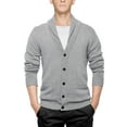 thumbnail image 2 of Matchstick Men's V-Neck Shawl Collar Button-up Cardigan Cotton Knitted Sweater with Pockets, 2 of 9