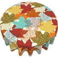 thumbnail image 3 of Fall Autumn Leaves Print Tablecloth Round 60 Inch, Color Harvest Leaf Table Cloth Cover Polyester Waterproof Fabric for Thanksgiving Holiday Home Party Wedding Picnic, 3 of 6