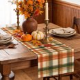 thumbnail image 5 of Orange Green Checked Cotton Linen Rectangle Table Runners 13"x48", Fall Thanksgiving Buffalo Plaid Coffee Table Runner Dresser Scarves Luxury Table Runners for Wedding Party Banquet Dinner Decor, 5 of 8