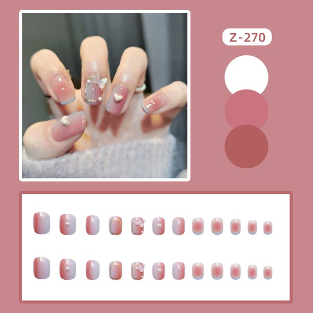 24 Uds uñas postizas artificiales prensa de Ballet francés en Nail Art sin costuras extraíble usando uñas postizas reutilizables cubierta completa puntas de uñas Dengxun unisex