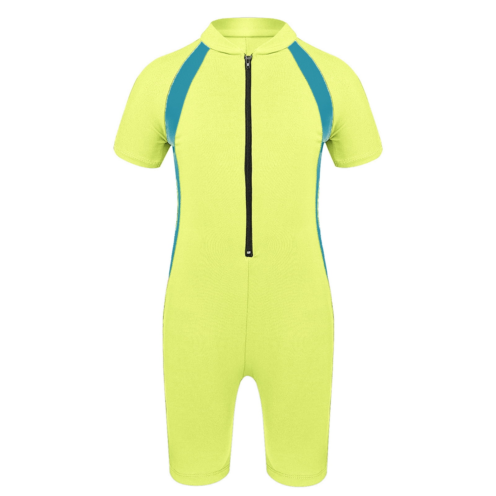 inhzoy Kids Girls Boys One Piece ZipUp Swimsuit Jumpsuit Short Sleeve