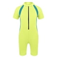 thumbnail image 1 of inhzoy Kids Girls Boys One Piece Zip-Up Swimsuit Jumpsuit Short Sleeve Rash Guard Wetsuit,Sizes 8-16 Fluorescent Yellow 6-8, 1 of 2