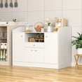 thumbnail image 5 of Jubilant Coffee Bar Cabinet with Door, Farmhouse Buffet Cabinet Kitchen Storage Sideboard(White), 5 of 10