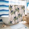 thumbnail image 5 of No Hook Shower Curtain with Built-in Rings - Green Tropical Coconut Tree Washable Waterproof Fabric Bathroom Curtains for Hotel,Rentals, Stall 48 X 72 Inch , Summer Beach Palm Tree Beige, 5 of 9