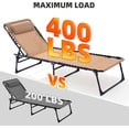 thumbnail image 5 of Heavy-Duty Folding Chaise Lounge Chair Bed with Pillow, 400lb Capacity, Portable Adjustable Recliner for Patio Pool Camping Sunbathing, Lay Flat Design, Beige, 5 of 10