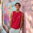 thumbnail image 4 of Dalix Ghost Embroidered Muscle Tank Cotton Soft Summer Mens in Red S Small, 4 of 5