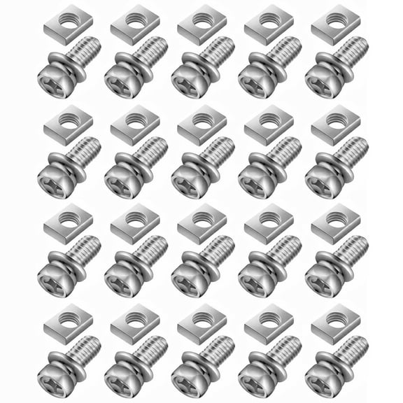 Lsupdaol 20 Pack M6x16mm Motorcycle Battery Terminal Nuts and Bolt Kit Square Stainless Steel Nut Kit Suitable for ATV Battery Bolts, Boat, E-Bike, Electric Forklifts(16 x 6 mm)