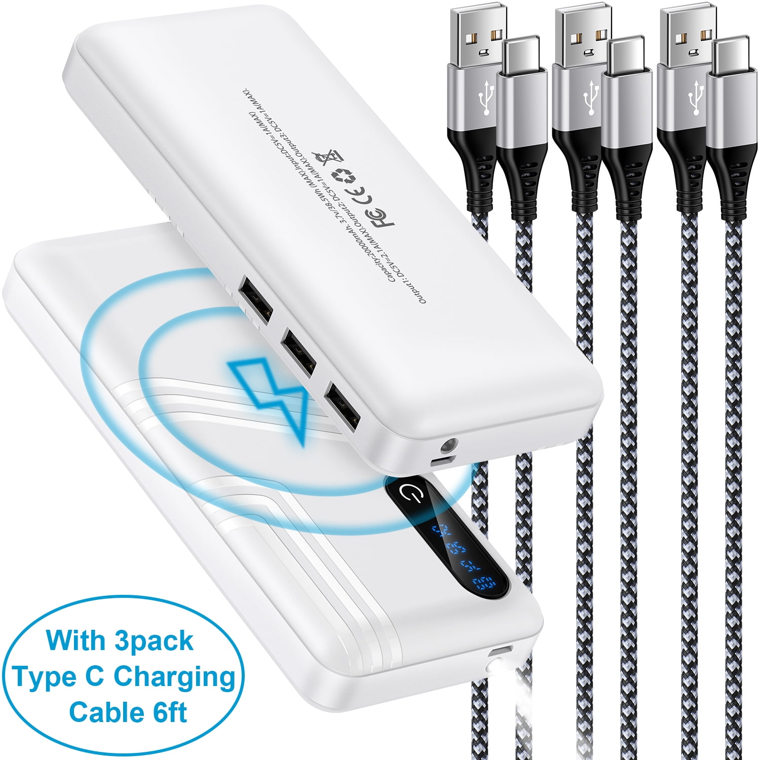 Portable Power Bank 5000mAh Charger Built In Cable Mini Powerbank Cute