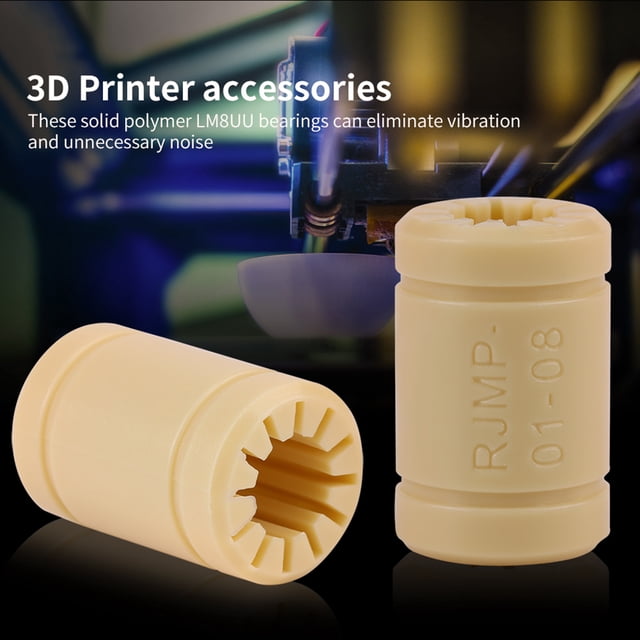 8 piezas o juego de Rodamientos de PolÍmero Sólido para impresora 3d, Lm8uu, Reemplazo de Eje de 8 mm, Ruido de Vibración, Restriccionios de Pecado, Prusa, Mendel